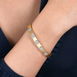 Discount Gabriel & Co. Demure - 14K White-Yellow Gold Diamond Bangle