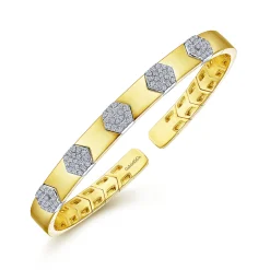Discount Gabriel & Co. Demure - 14K White-Yellow Gold Diamond Bangle