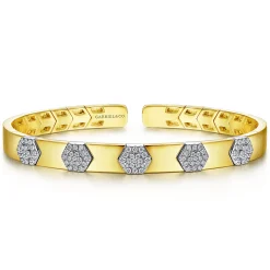 Discount Gabriel & Co. Demure - 14K White-Yellow Gold Diamond Bangle