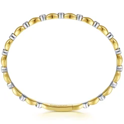 New Gabriel & Co. Demure - 14K White-Yellow Gold Diamond Bangle