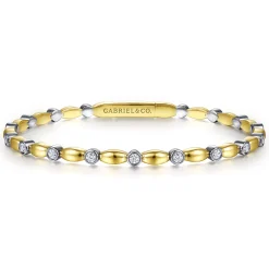 New Gabriel & Co. Demure - 14K White-Yellow Gold Diamond Bangle