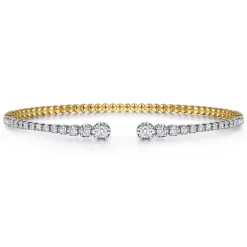 Online Gabriel & Co. Demure - 14K Yellow and White Gold Split Cuff Bracelet with Graduating Diamonds