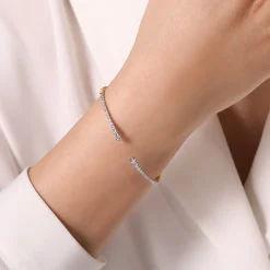 Online Gabriel & Co. Demure - 14K Yellow and White Gold Split Cuff Bracelet with Graduating Diamonds