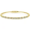 Hot Gabriel & Co. Demure - 14K Yellow Gold Alternating Baguette and Round Diamond Bangle