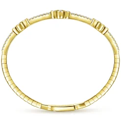 Outlet Gabriel & Co. Demure - 14K Yellow Gold Bangle with Quatrefoil Diamond Stations