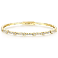 Outlet Gabriel & Co. Demure - 14K Yellow Gold Bezel Station Diamond Bangle