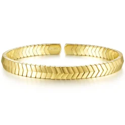 Best Gabriel & Co. Demure - 14K Yellow Gold Chevron Open Cuff Bracelet