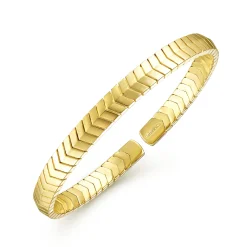 Best Gabriel & Co. Demure - 14K Yellow Gold Chevron Open Cuff Bracelet