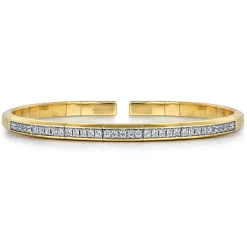 Online Gabriel & Co. Demure - 14K Yellow Gold Cuff Bracelet with Diamond Inner Channel