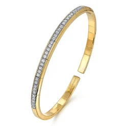 Online Gabriel & Co. Demure - 14K Yellow Gold Cuff Bracelet with Diamond Inner Channel