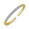 Discount Gabriel & Co. Demure - 14K Yellow Gold Cuff Bracelet with Diamond Pave Station