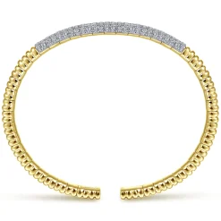 Discount Gabriel & Co. Demure - 14K Yellow Gold Cuff Bracelet with Diamond Pave Station