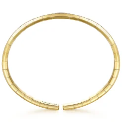 Sale Gabriel & Co. Demure - 14K Yellow Gold Cuff Bracelet with Diamond Pave Stations