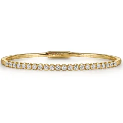 New Gabriel & Co. Demure - 14K Yellow Gold Diamond Bangle