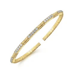 New Gabriel & Co. Demure - 14K Yellow Gold Diamond Bangle