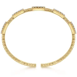 New Gabriel & Co. Demure - 14K Yellow Gold Diamond Bangle
