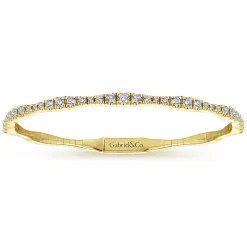 Discount Gabriel & Co. Demure - 14K Yellow Gold Diamond Station Bangle