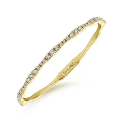 Discount Gabriel & Co. Demure - 14K Yellow Gold Diamond Station Bangle