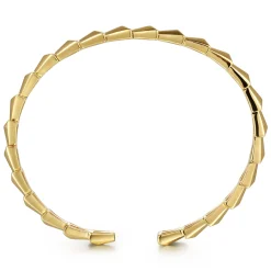 New Gabriel & Co. Demure - 14K Yellow Gold Geometric Open Bangle