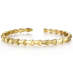 New Gabriel & Co. Demure - 14K Yellow Gold Geometric Open Bangle