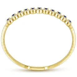 Hot Gabriel & Co. Demure - 14K Yellow Gold Round Sapphire and Diamond Halo Bangle