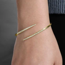 Gabriel & Co. Demure - 14K Yellow Gold Split Bypass Diamond Bangle