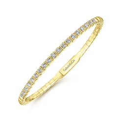 Outlet Gabriel & Co. Demure - 14K Yellow Gold Square Set Diamond Bangle