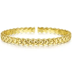 Discount Gabriel & Co. Demure - 14K Yellow Gold Textured Open Cuff Bracelet