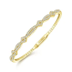 Discount Gabriel & Co. Demure - 14K Yellow Gold Twisted Diamond Bangle