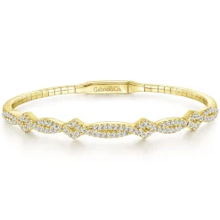 Discount Gabriel & Co. Demure - 14K Yellow Gold Twisted Diamond Bangle