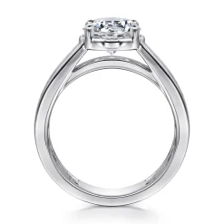 New Gabriel & Co. Dennise - 14K White Gold Wide Band Round Diamond Engagement Ring
