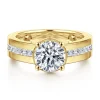 Sale Gabriel & Co. Dennise - 14K Yellow Gold Bezel Prong Wide Band Round Diamond Engagement Ring