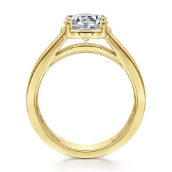 Sale Gabriel & Co. Dennise - 14K Yellow Gold Bezel Prong Wide Band Round Diamond Engagement Ring