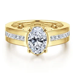 New Gabriel & Co. Dennise - 14K Yellow Gold Wide Band Oval Diamond Engagement Ring