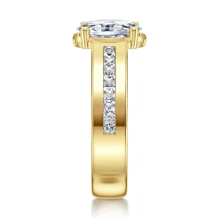 New Gabriel & Co. Dennise - 14K Yellow Gold Wide Band Oval Diamond Engagement Ring