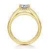 Discount Gabriel & Co. Dennise - 14K Yellow Gold Wide Band Emerald Cut Diamond Engagement Ring
