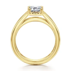 Discount Gabriel & Co. Dennise - 14K Yellow Gold Wide Band Emerald Cut Diamond Engagement Ring