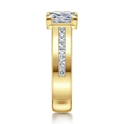 Hot Gabriel & Co. Dennise - 14K Yellow Gold Wide Band Princess Cut Diamond Engagement Ring