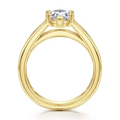 Discount Gabriel & Co. Dennise - 14K Yellow Gold Wide Band Pear Shape Diamond Engagement Ring