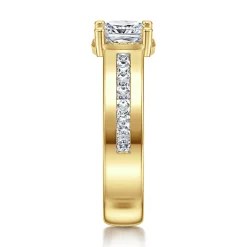 Outlet Gabriel & Co. Dennise - 14K Yellow Gold Wide Band Cushion Cut Diamond Engagement Ring