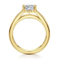Outlet Gabriel & Co. Dennise - 14K Yellow Gold Wide Band Cushion Cut Diamond Engagement Ring