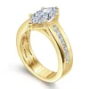 Best Gabriel & Co. Dennise - 14K Yellow Gold Wide Band Marquise Shape Diamond Engagement Ring