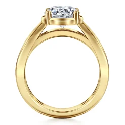 Gabriel & Co. Dennise - 14K Yellow Gold Wide Band Round Diamond Engagement Ring