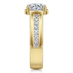Gabriel & Co. Dennise - 14K Yellow Gold Wide Band Round Diamond Engagement Ring