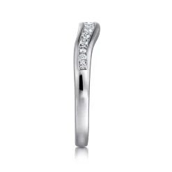 Outlet Gabriel & Co. Deux - Curved 14K White Gold Channel Set Diamond Anniversary Band - 0.25 ct