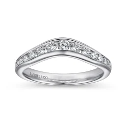 Outlet Gabriel & Co. Deux - Curved 14K White Gold Channel Set Diamond Wedding Band - 0.5 ct