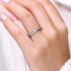 Outlet Gabriel & Co. Deux - Curved 14K White Gold Channel Set Diamond Wedding Band - 0.5 ct