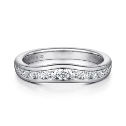 Outlet Gabriel & Co. Deux - Curved 14K White Gold Channel Set Diamond Wedding Band - 0.5 ct
