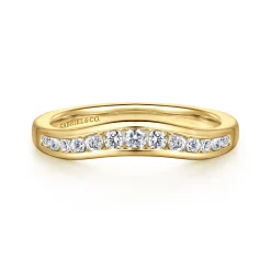 Sale Gabriel & Co. Deux - Curved 14K Yellow Gold Channel Set Diamond Anniversary Band - 0.25 ct