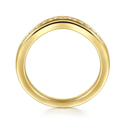 Sale Gabriel & Co. Deux - Curved 14K Yellow Gold Channel Set Diamond Anniversary Band - 0.25 ct